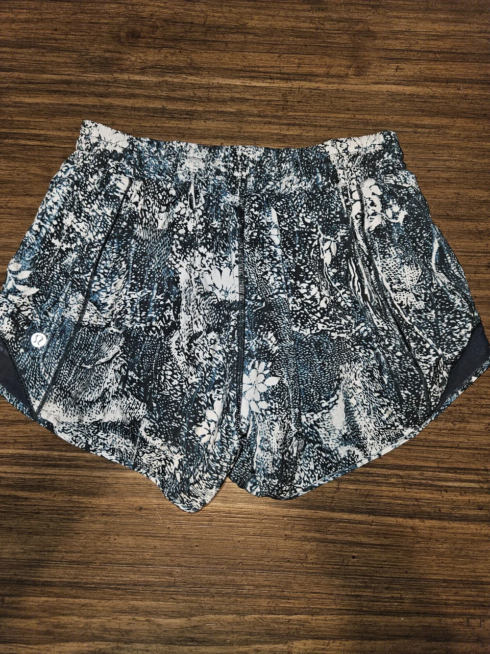 lululemon athletica Navy and White Floral Athletic Shorts